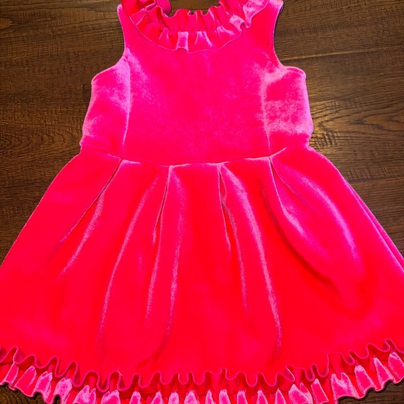 Genuine Kids OshKosh Pink Velvet Dress 2T Holiday Ruffle Party - Picture 2 of 7